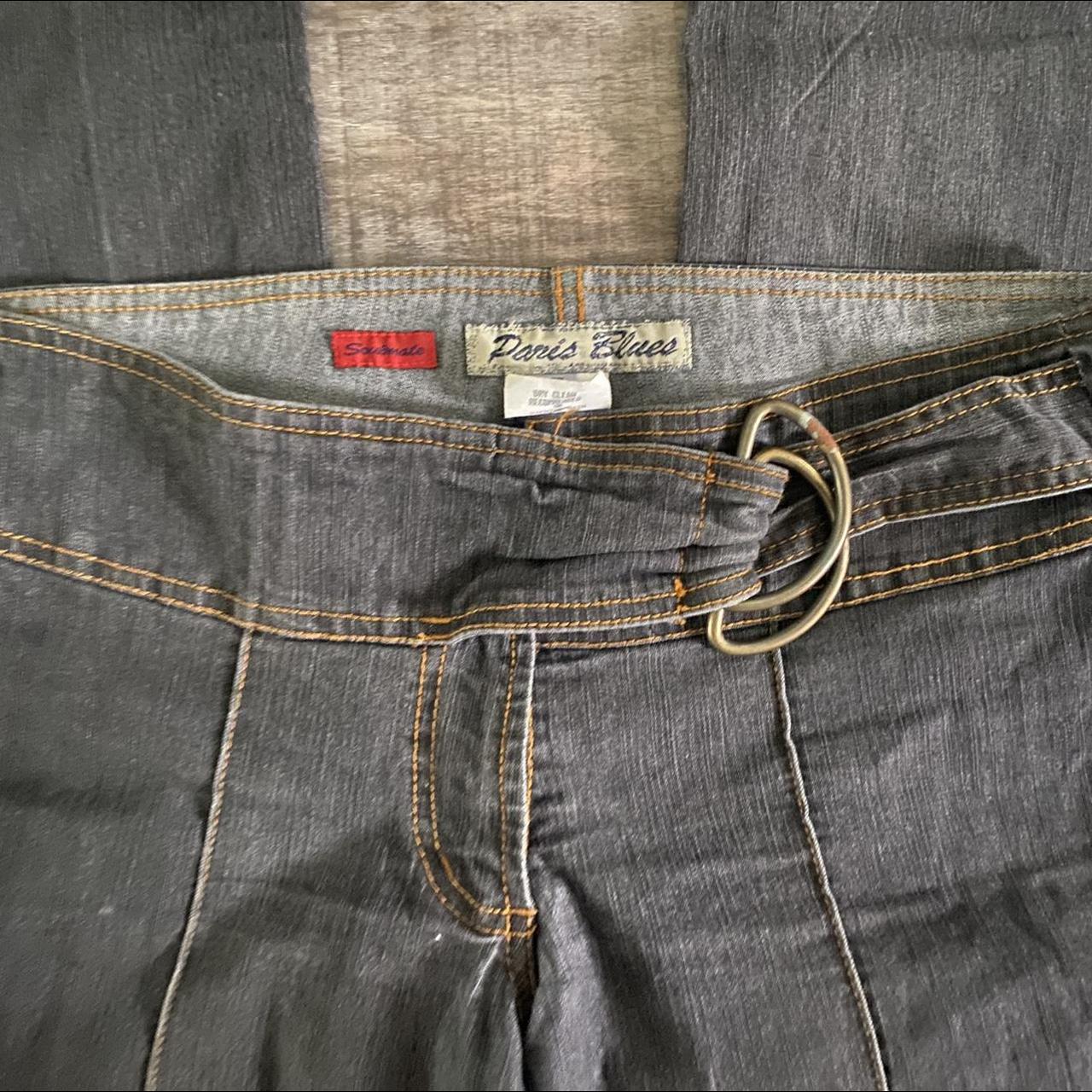 Vintage Paris Blues low rise buckle detail flare jeans - Depop