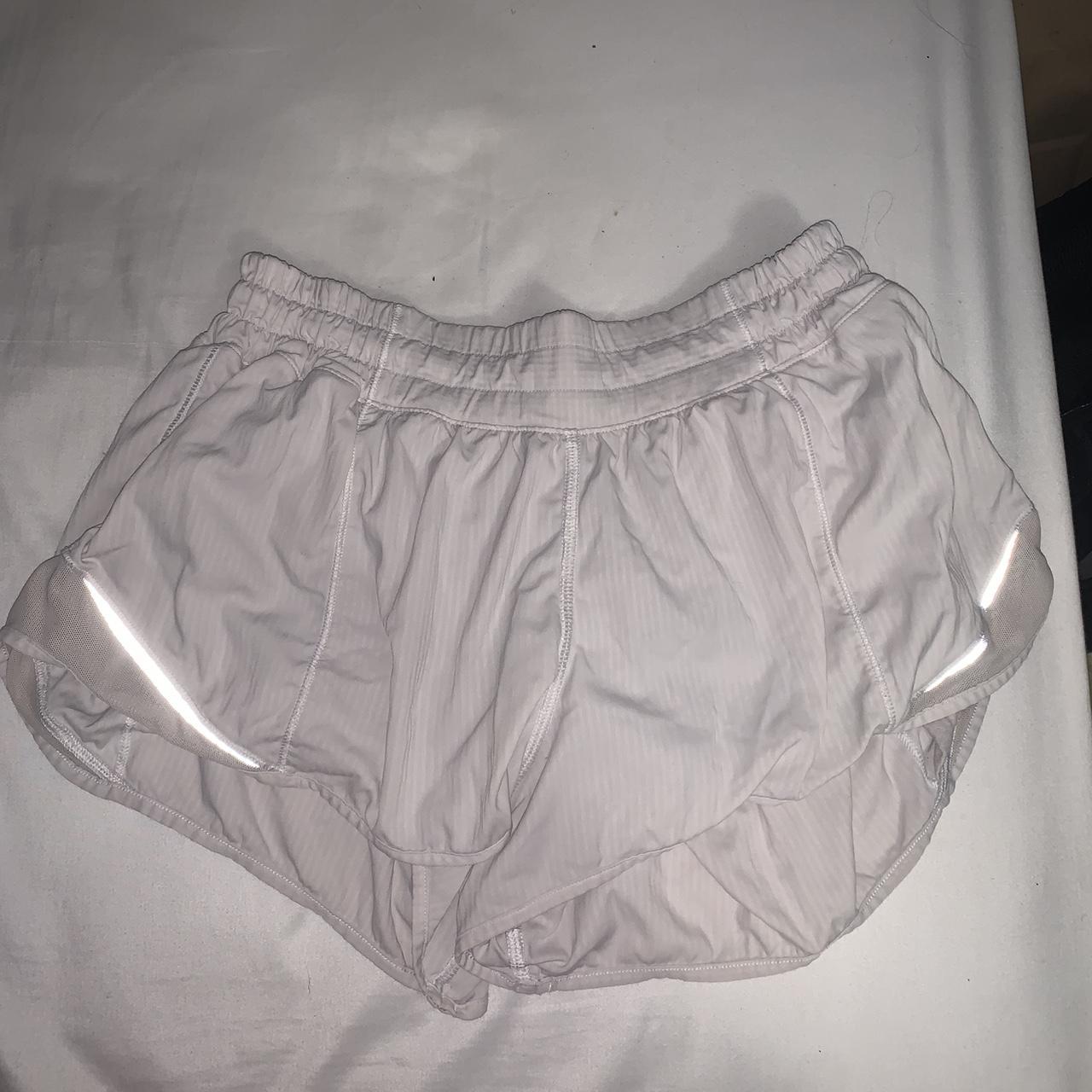 white lulu lemon shorts slightly worn size 6 Depop