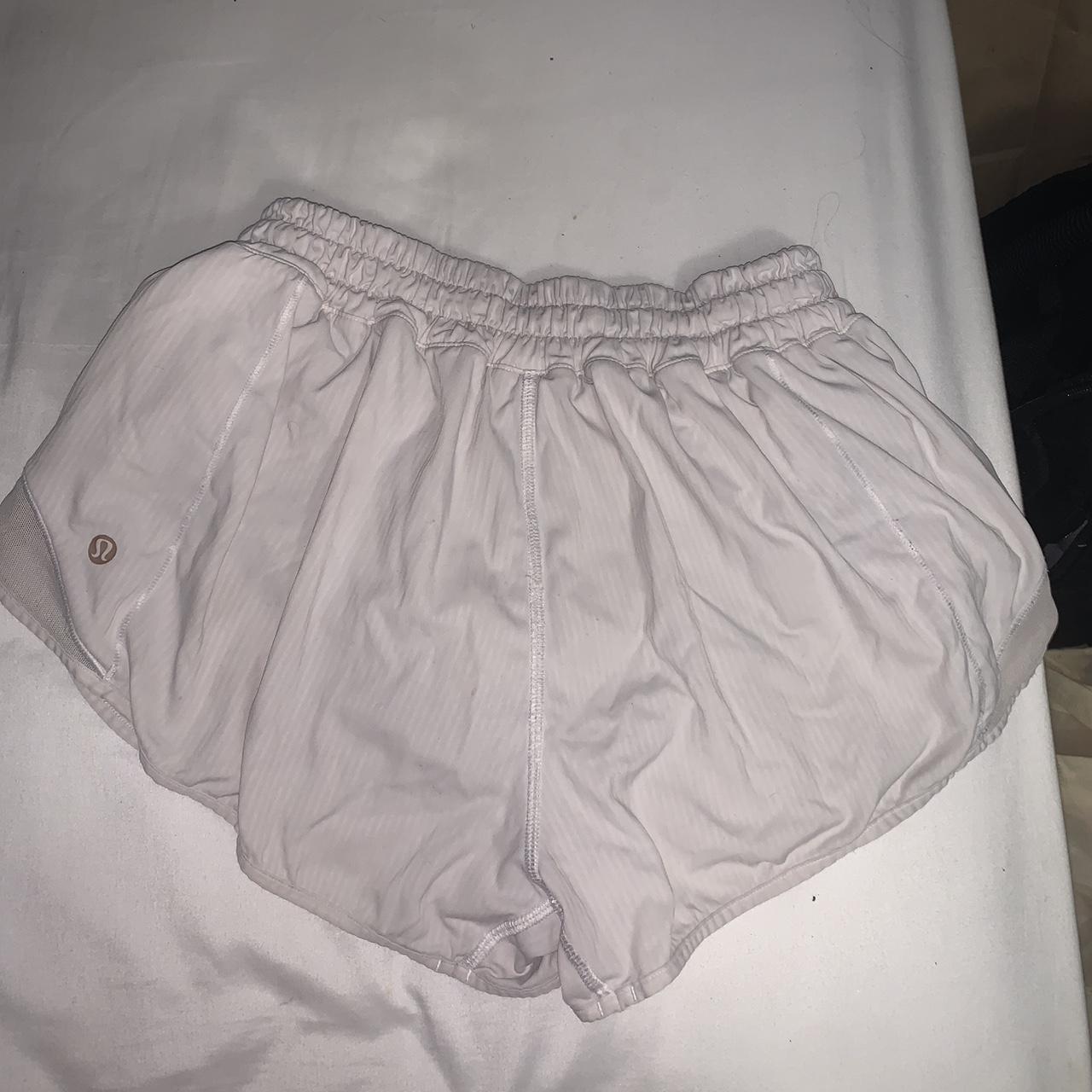 white lulu lemon shorts slightly worn size 6 Depop