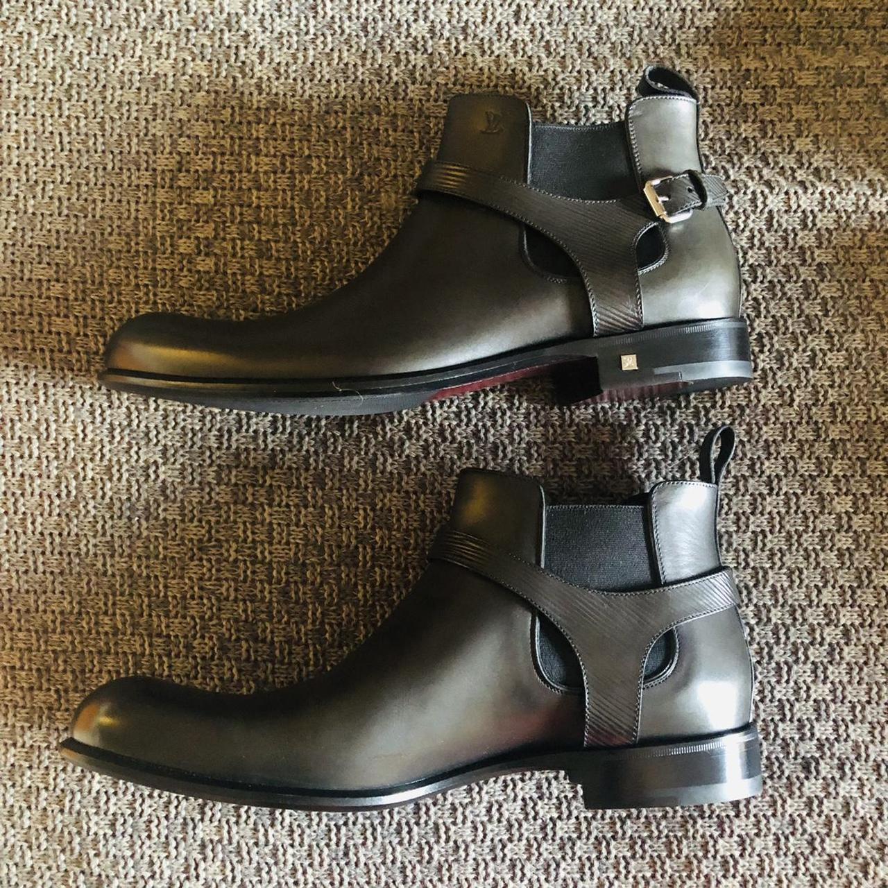 Louis Vuitton Black Leather Greenwich Chelsea Ankle Boots Buckle