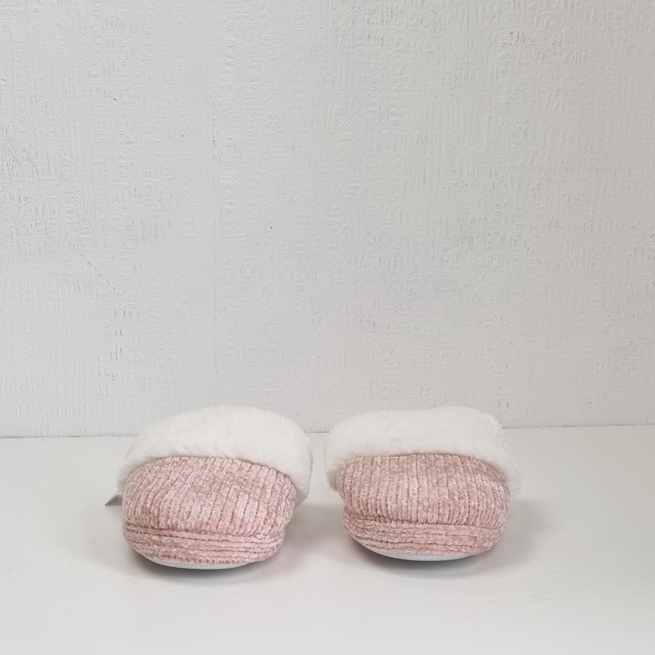 Debenhams Women's Pink and White Slippers Depop