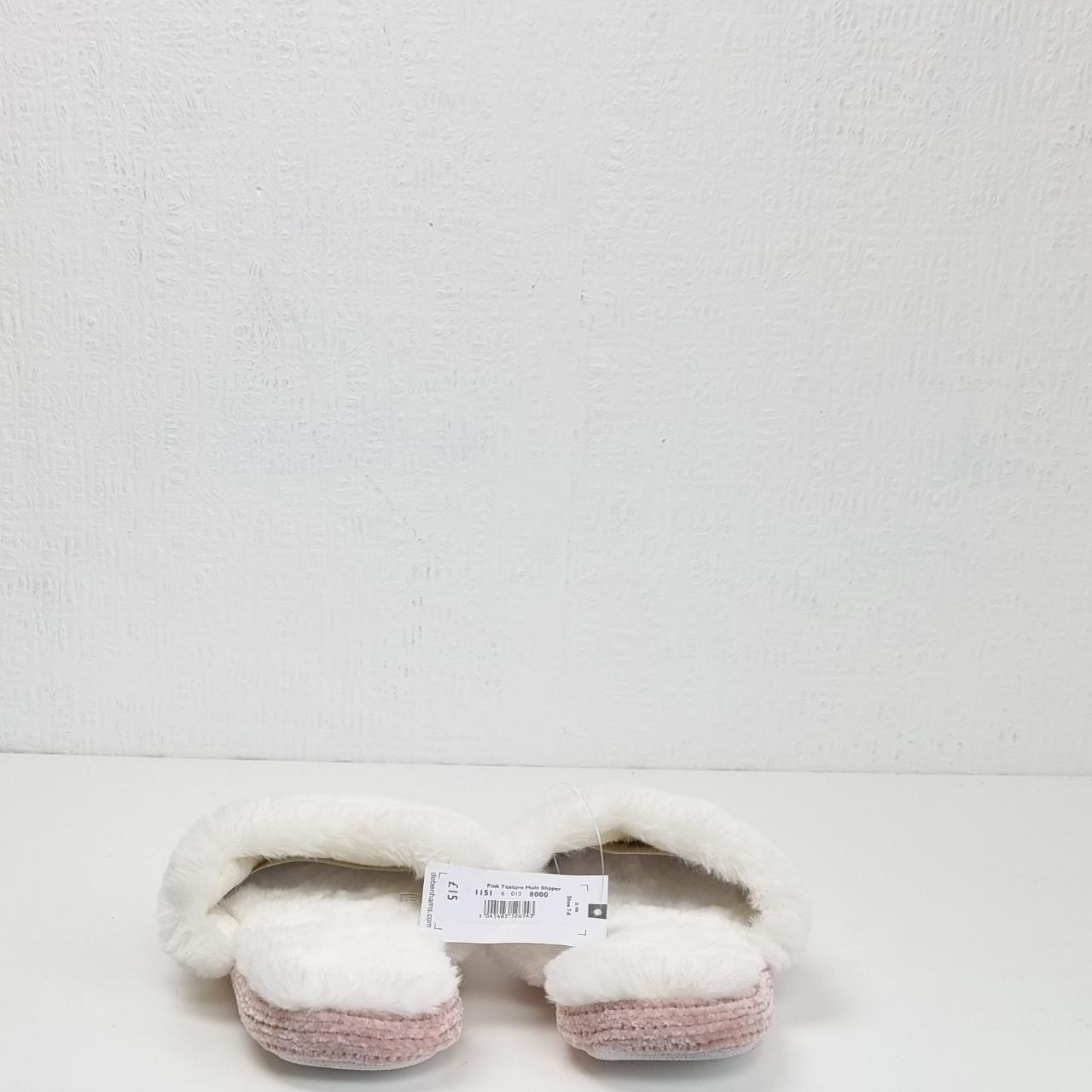 Debenhams Women's Pink and White Slippers Depop