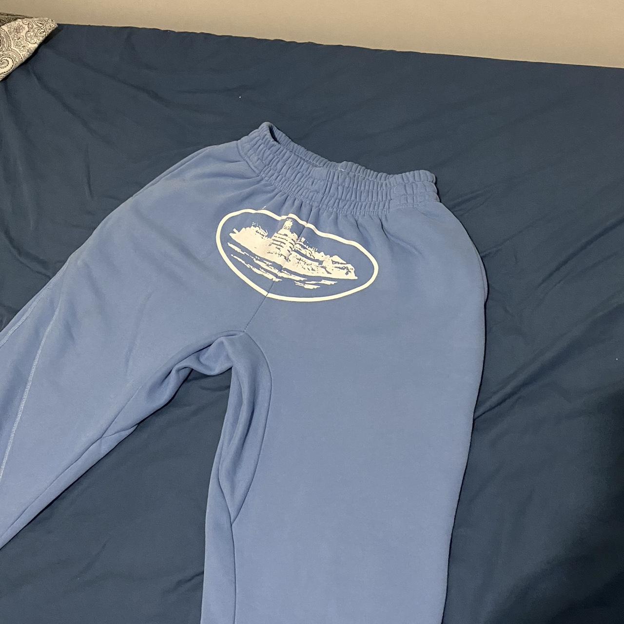 Corteiz baby blue track pants -only worn... - Depop