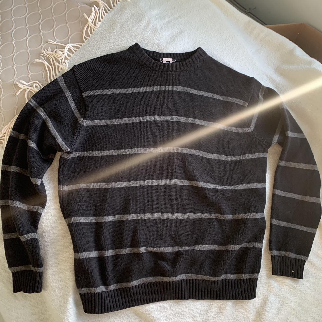 Stripped black and gray Gap Sweatshirt - Depop