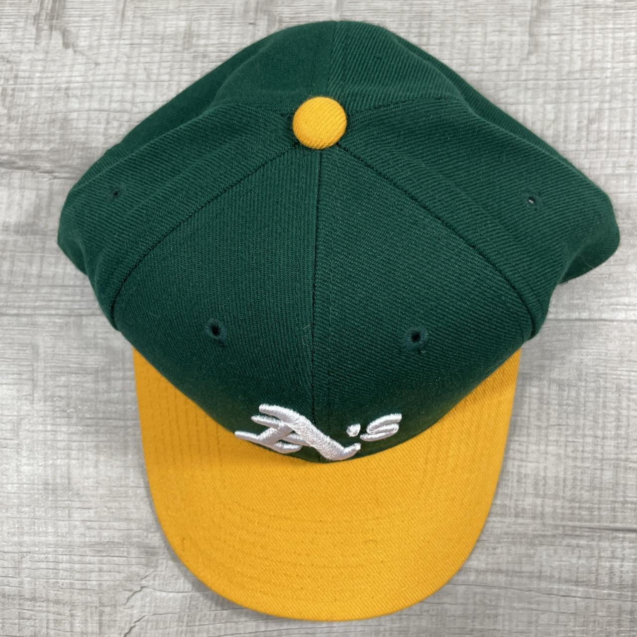 Vintage 90s Oakland A's Green Yellow SnapBack Hat by - Depop