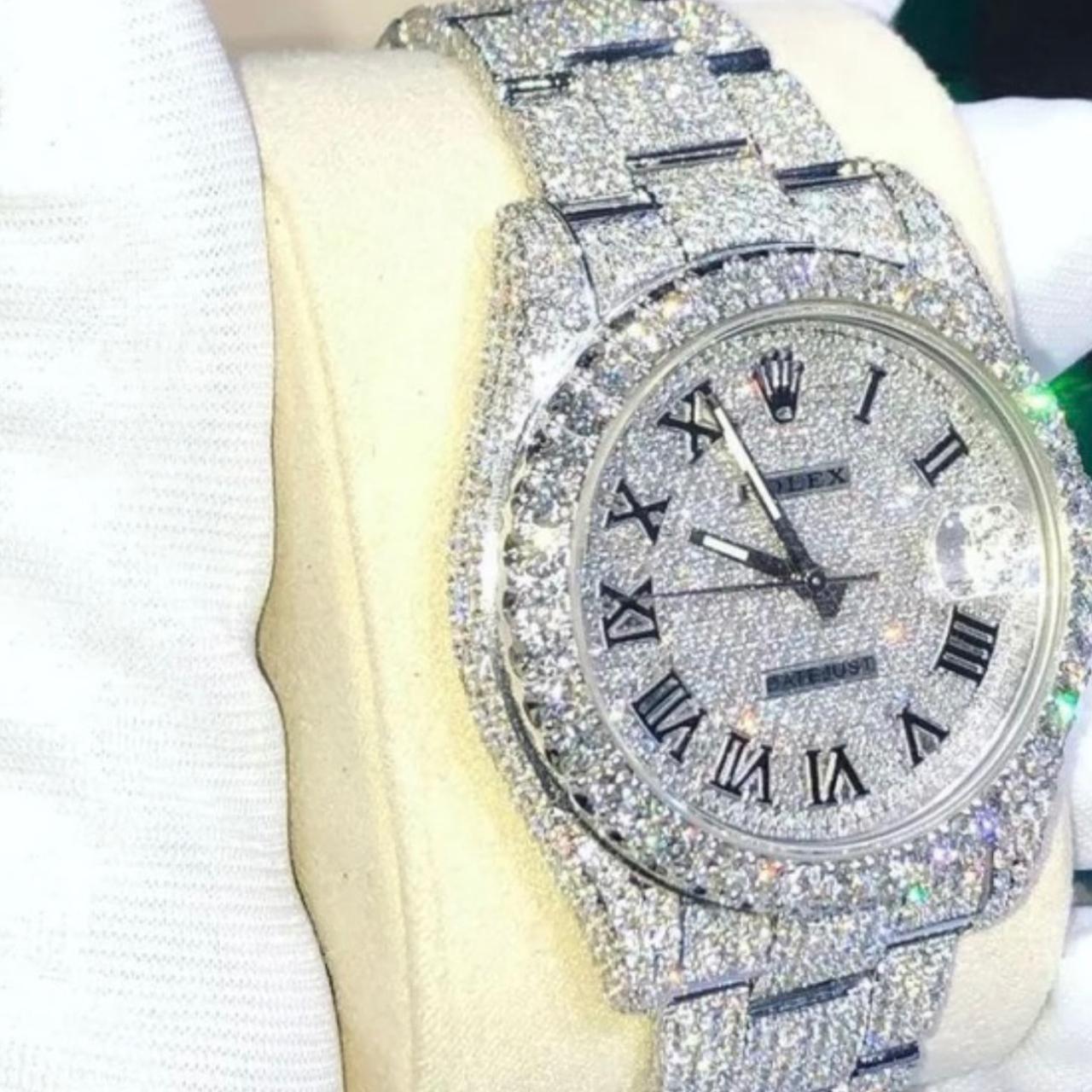 Iced Out VVS Moissanite Rolex datejust Must wait 2... - Depop