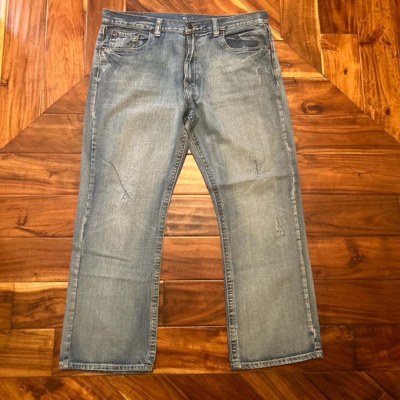 Men's Blue and Tan Jeans | Depop