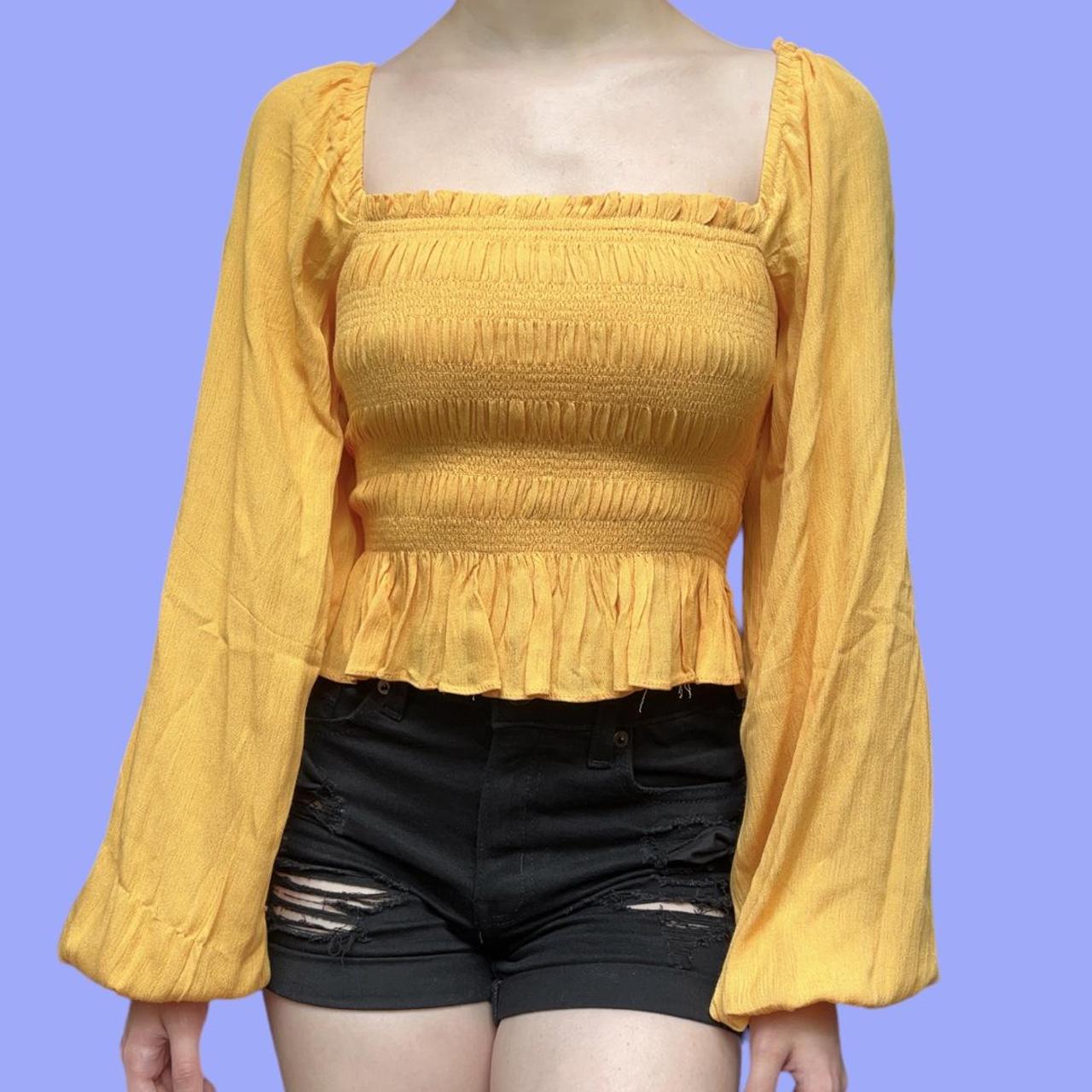 Forever 21, Tops, Cottage Core Yellow Top Size Medium