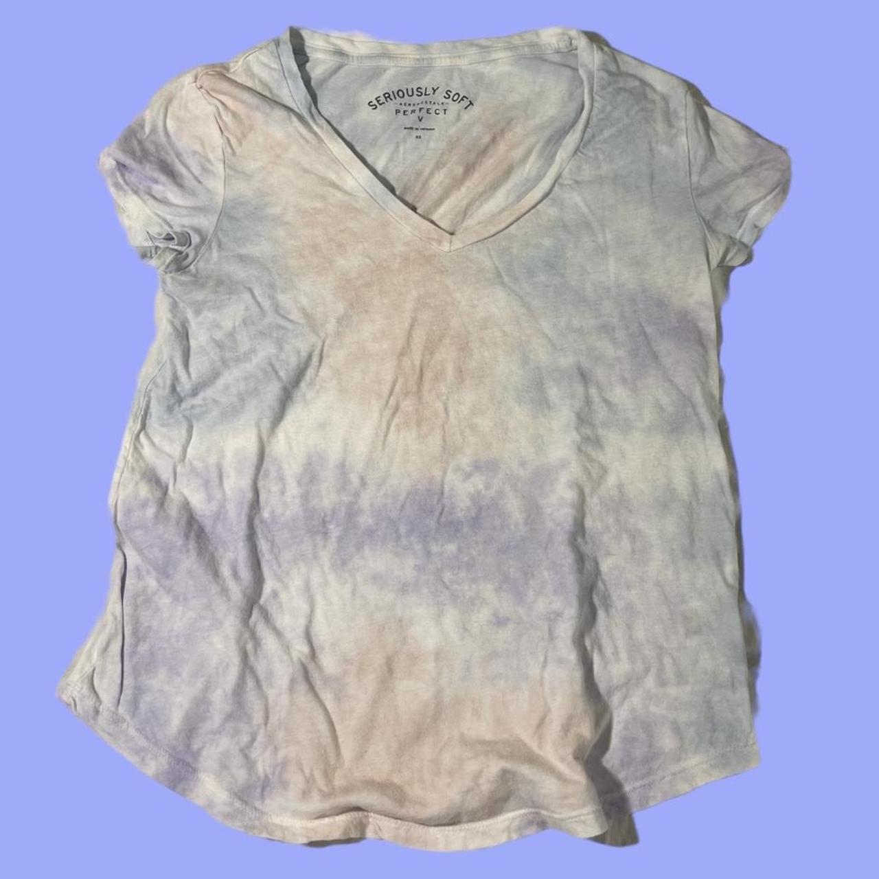 Aeropostale Seriously Soft V- Neck Tie Dye Pink Blue - Depop