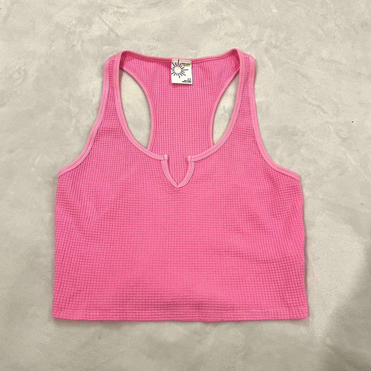 Hot pink aerie lounge tank top ★Size small but fits... - Depop