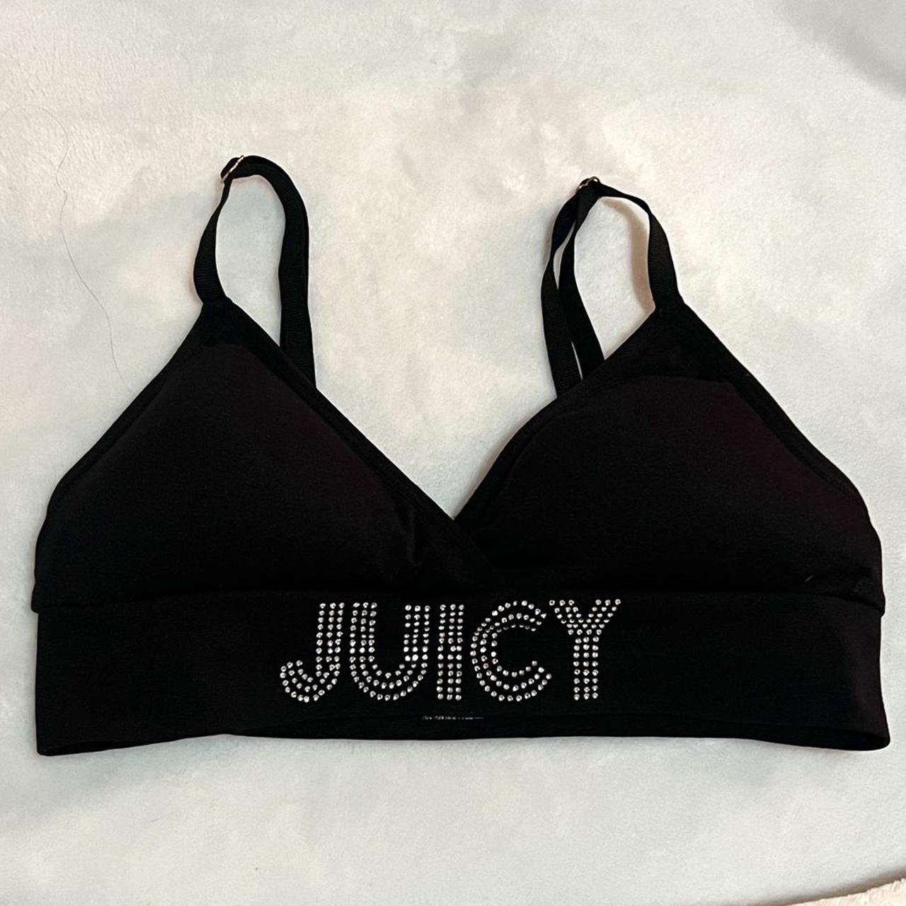 NWT Juicy Couture Script Sports Bra Black Size M