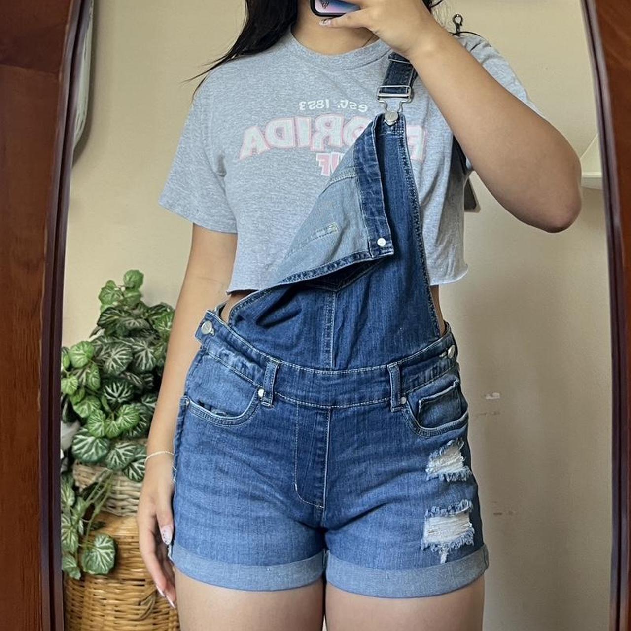 Denim overall shorts ★Dollhouse waist size 30... Depop