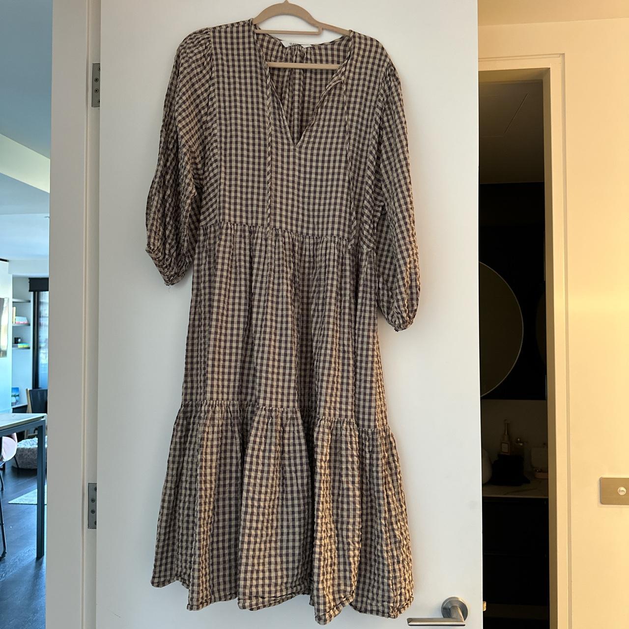 Glassons Women's Cream and Brown Dress Depop