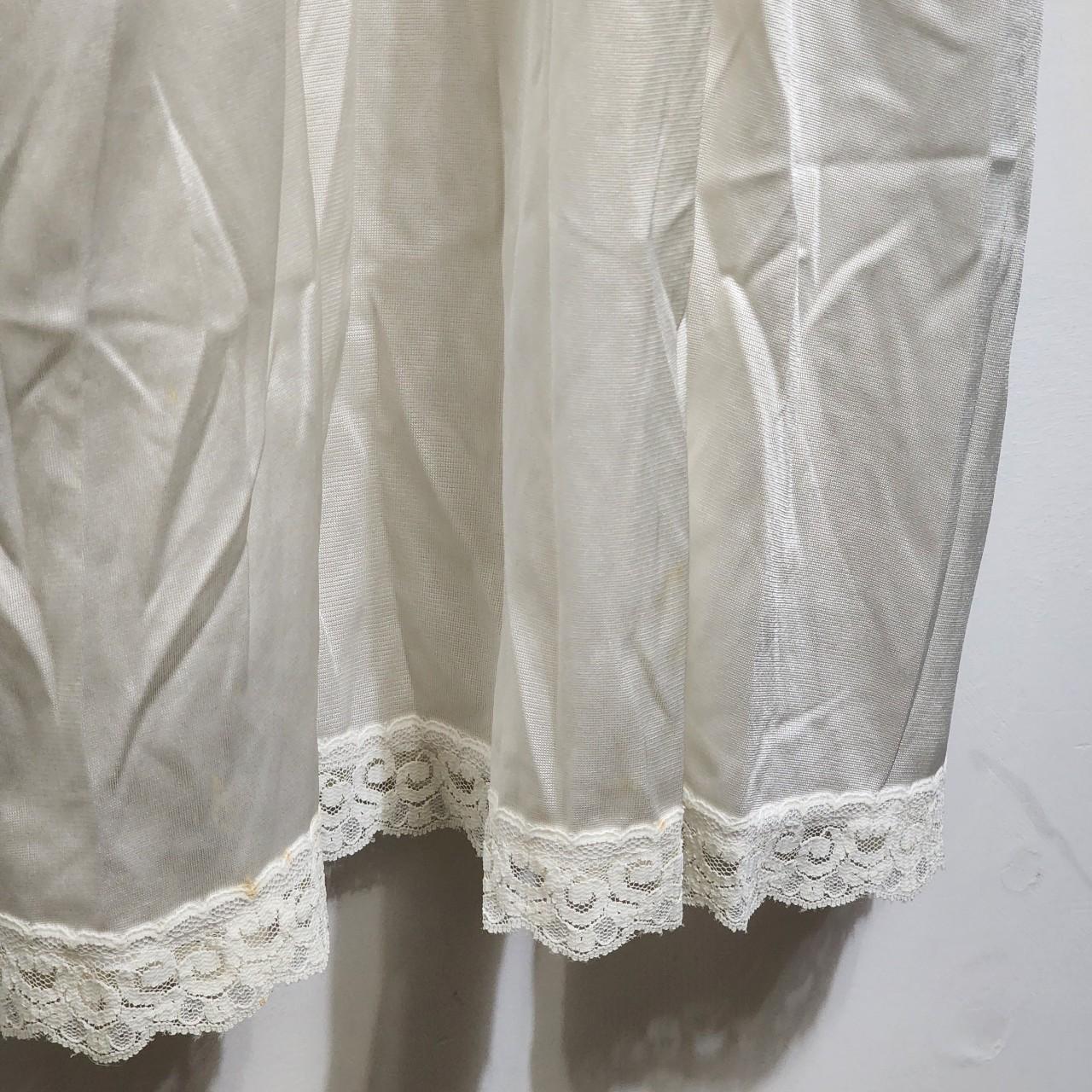 VINTAGE WHITE SILK NIGHT GOWN SLIP WITH LACE... - Depop