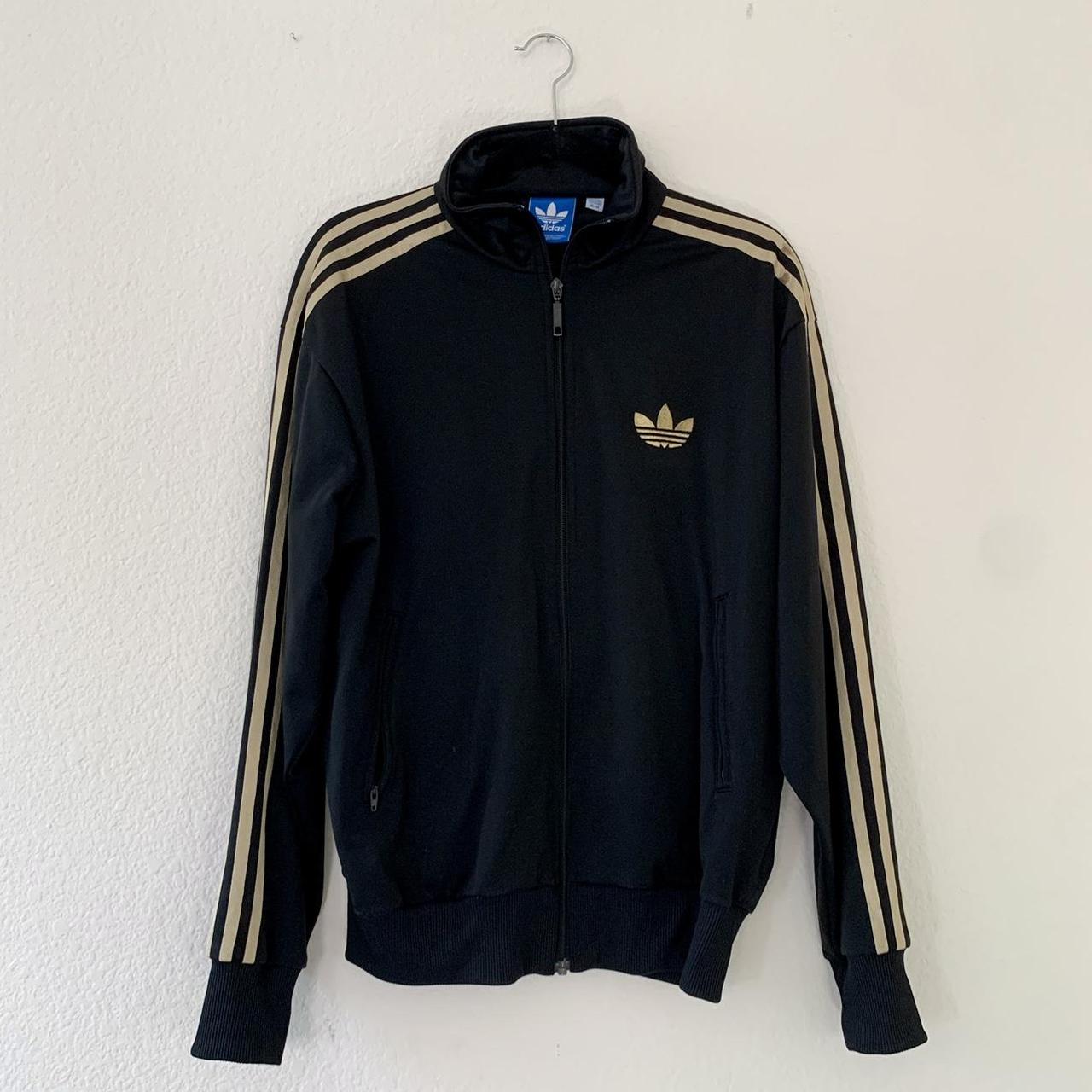 Adidas Trefoil Black & Gold Track Jacket Cuffed... - Depop