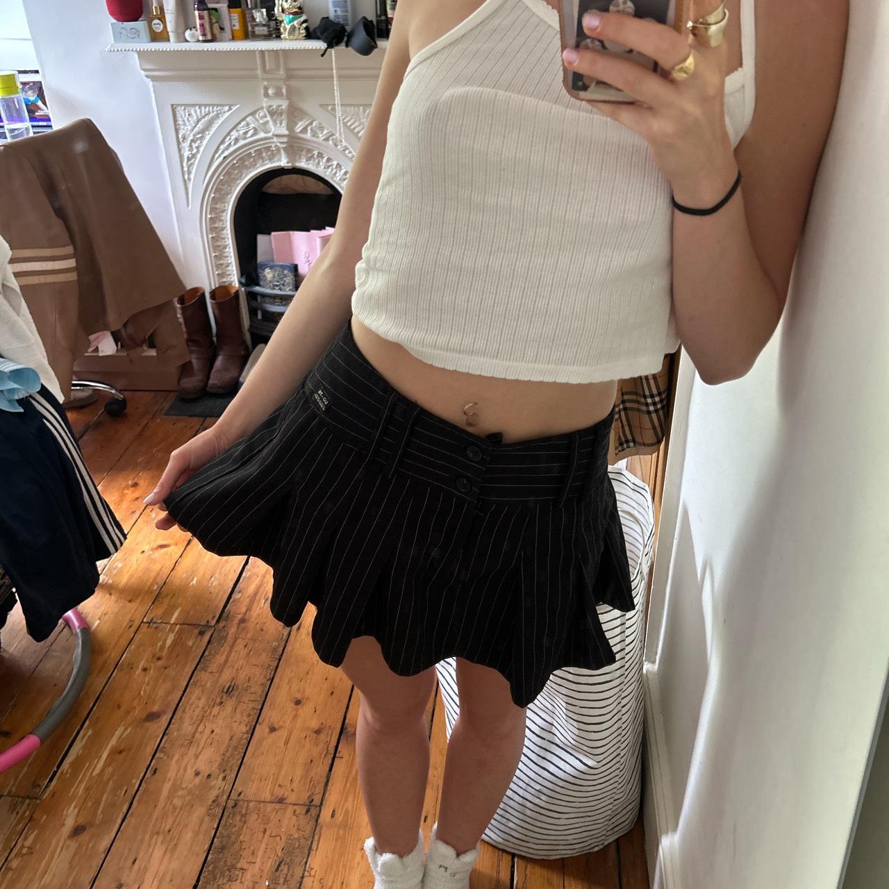 black and white pinstripe urban outfitters mini... - Depop