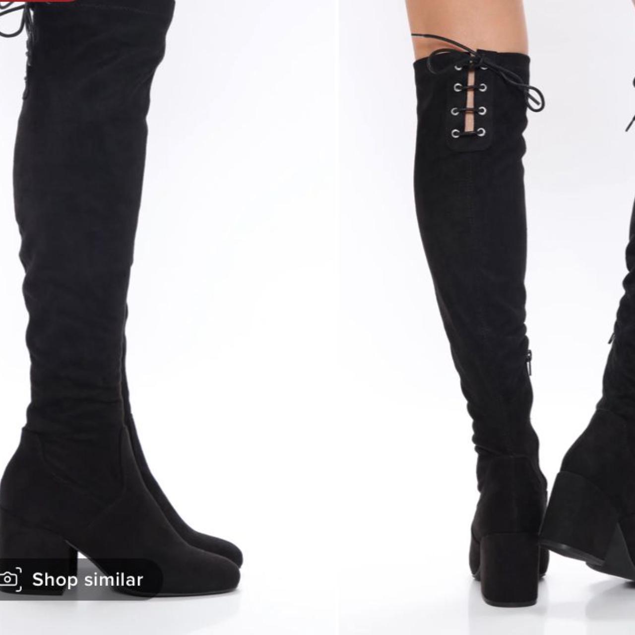 Black knee high boots fashion nova best sale