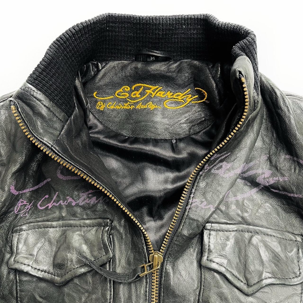Ed Hardy Vintage Leather Jacket Distressed Y2K | Depop