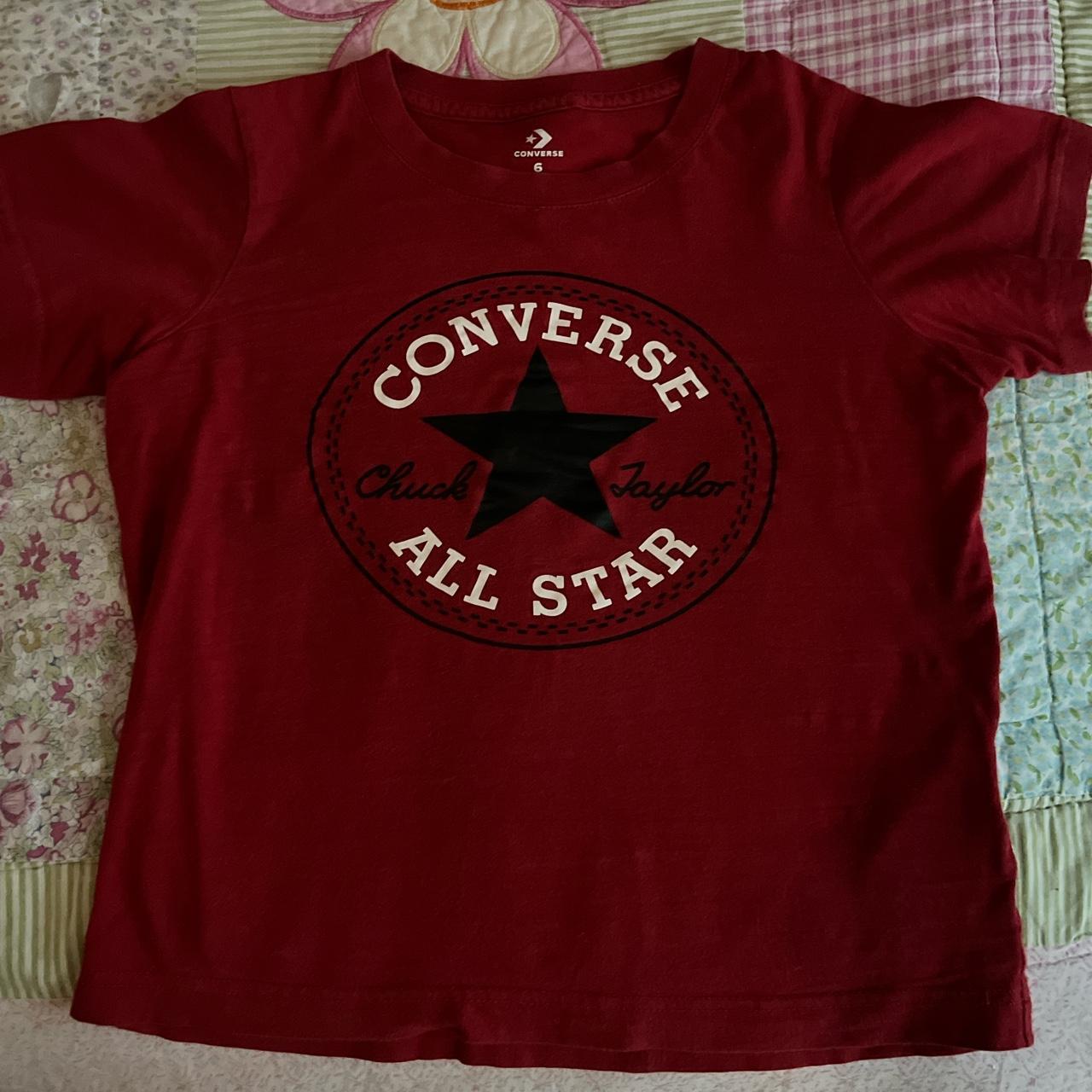 Red converse baby tee size 6 in good condition! - Depop