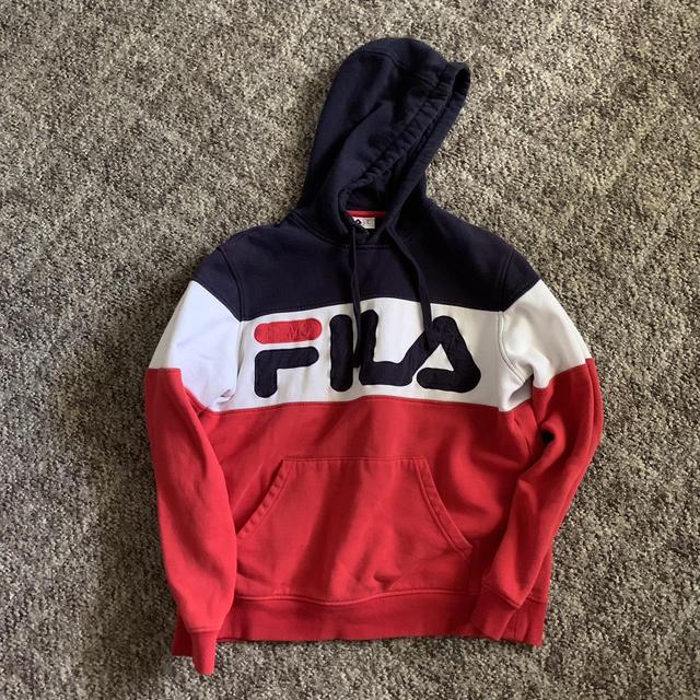 Mens medium red white and blue FILA hoodie no