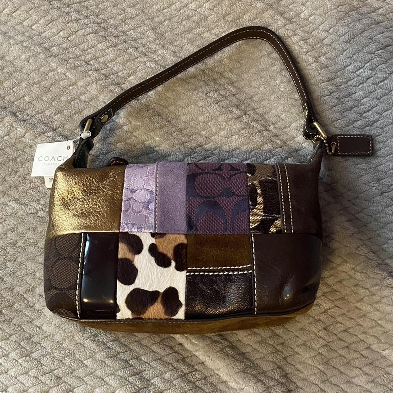 brand new with tags purple patch work coach bag small Depop