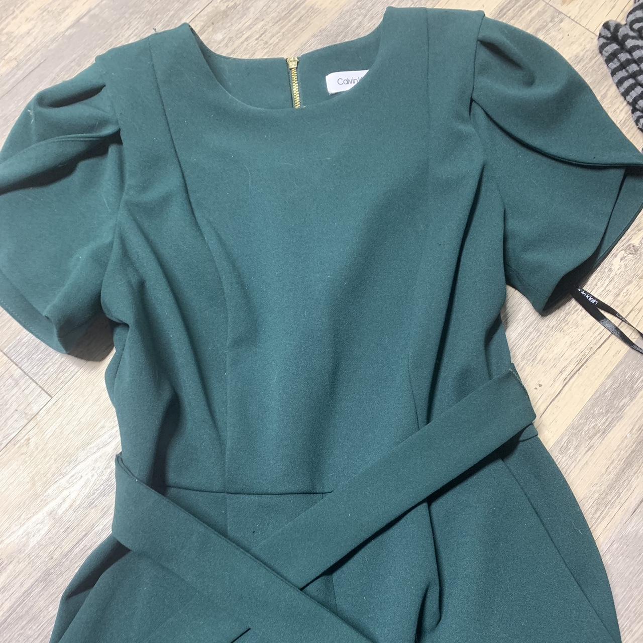 Calvin Klein Women's Green and Gold Jumpsuit | Depop