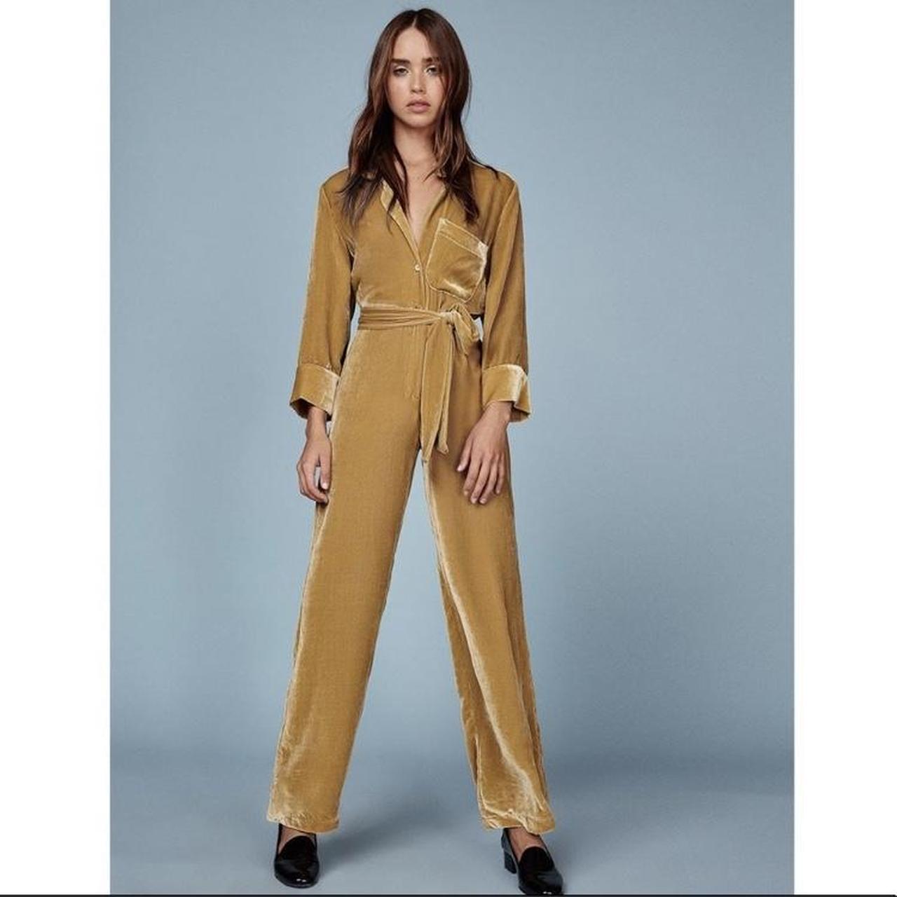 reformation gold jumpsuit