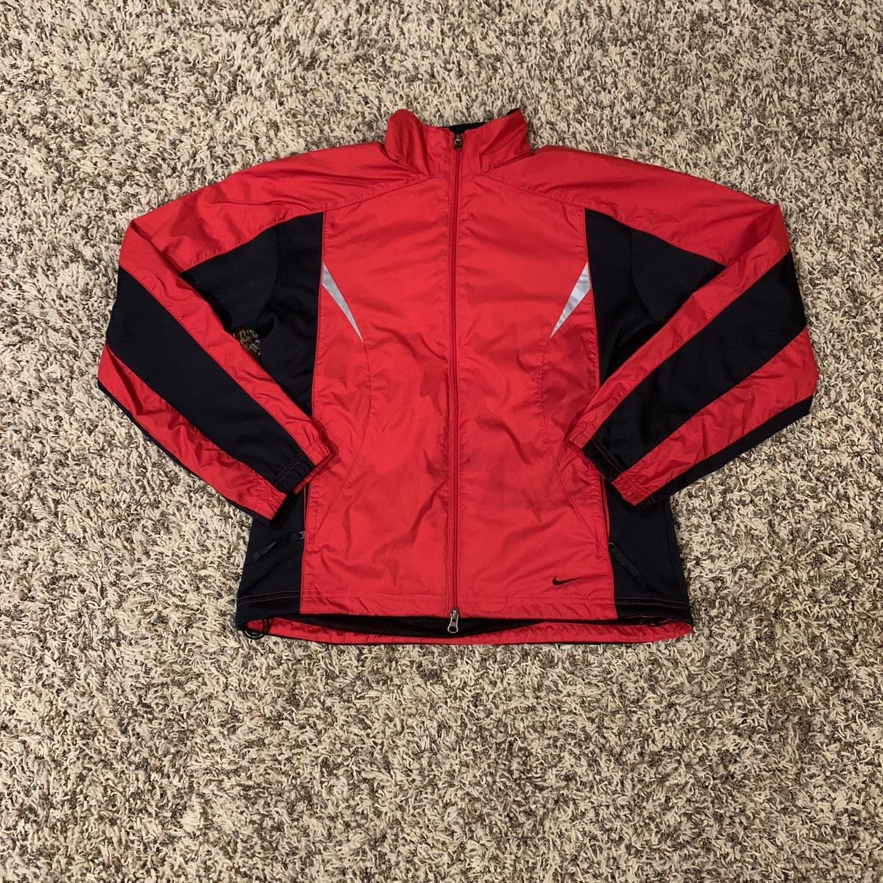 Vintage early 2000s Nike red and black windbreaker... - Depop