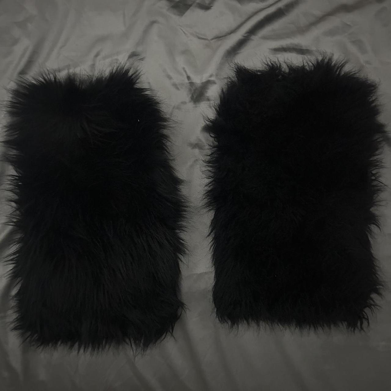 Black fur fuzzy leg warmers Not opium playboi... Depop