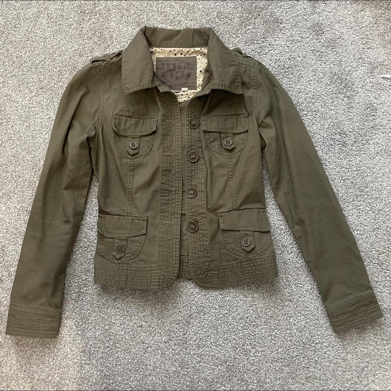 Army green denim jacket Perfect for putting pins... - Depop