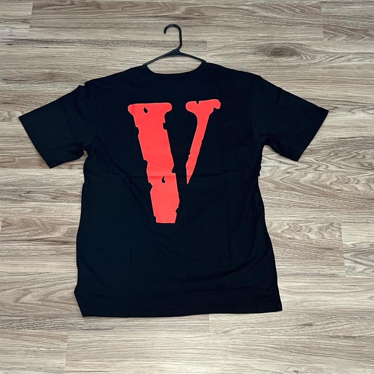 Red and hot sale black vlone shirt