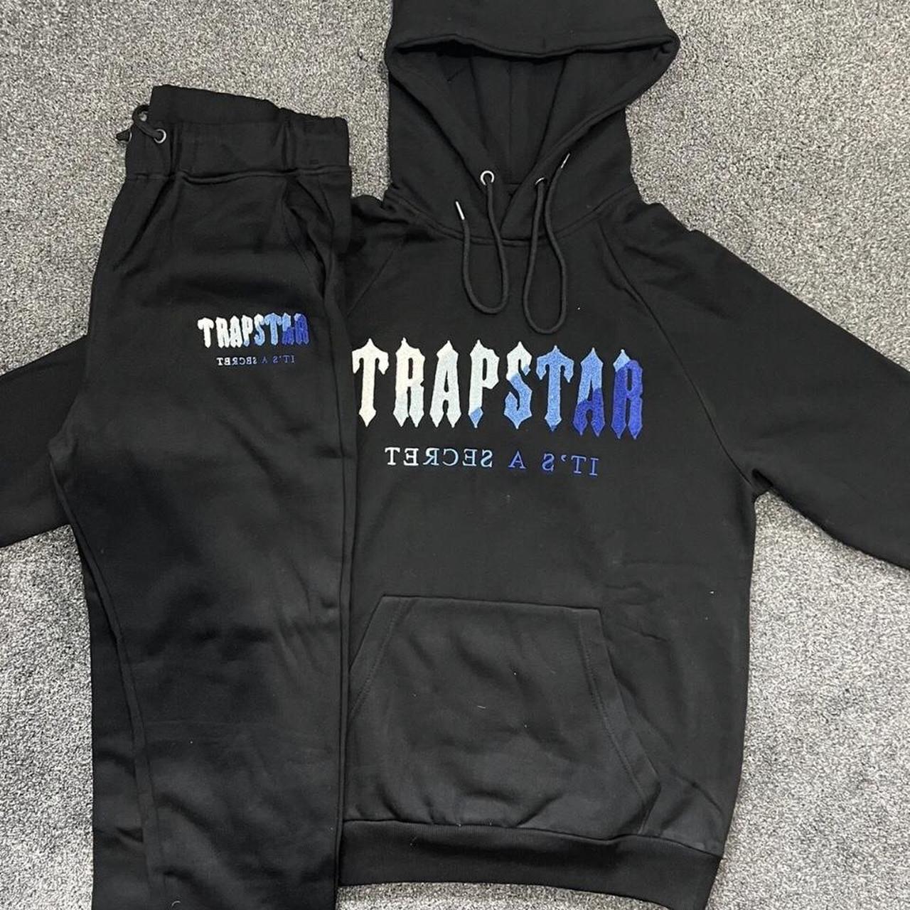 Trapstar Men's Black and Blue Hoodie | Depop