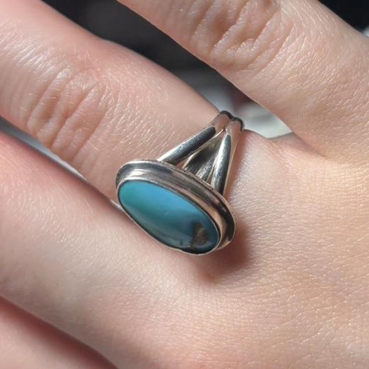 Women's Ring - Blue/Silver – adjustable turquoise… - image 2