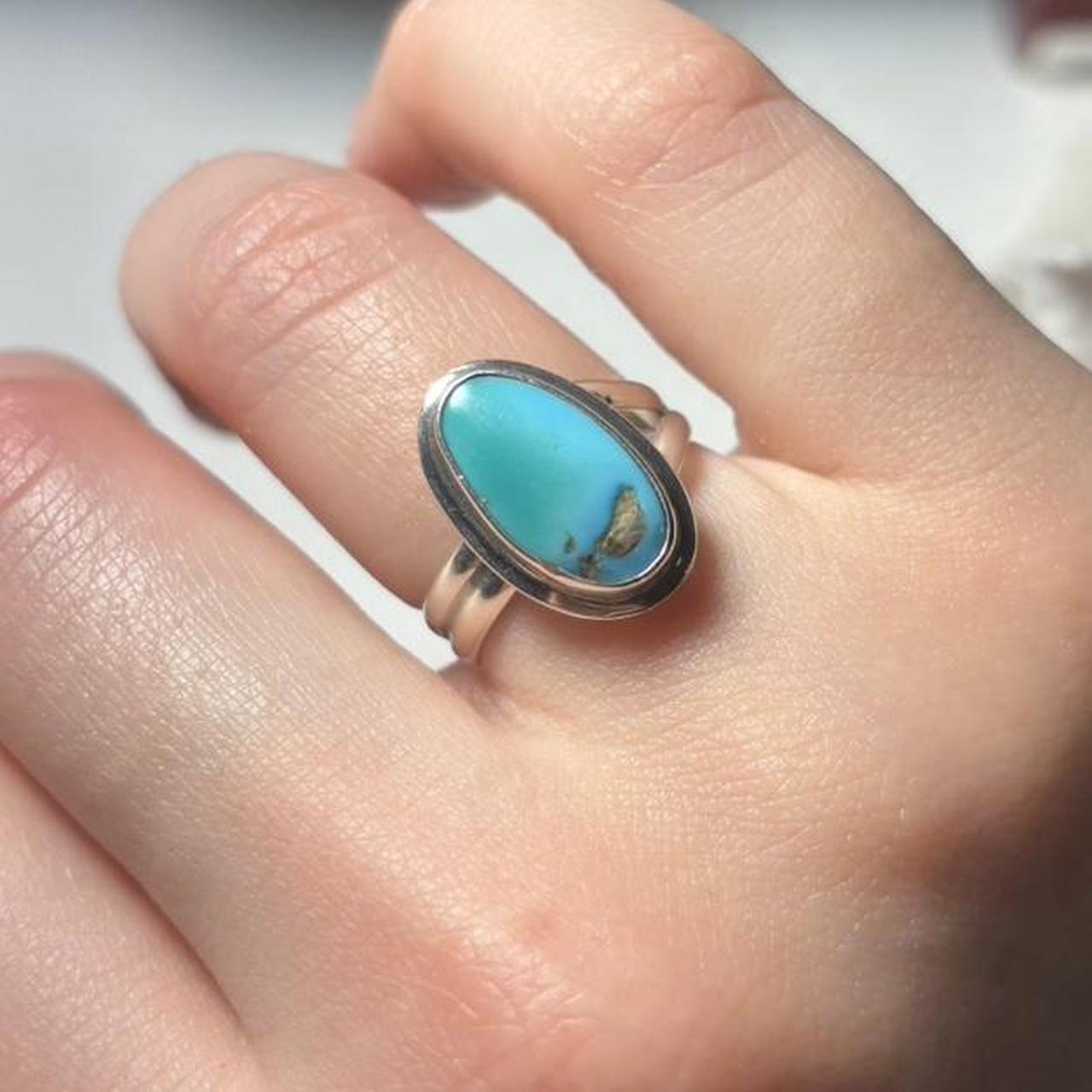 Women's Ring - Blue/Silver – adjustable turquoise… - image 1