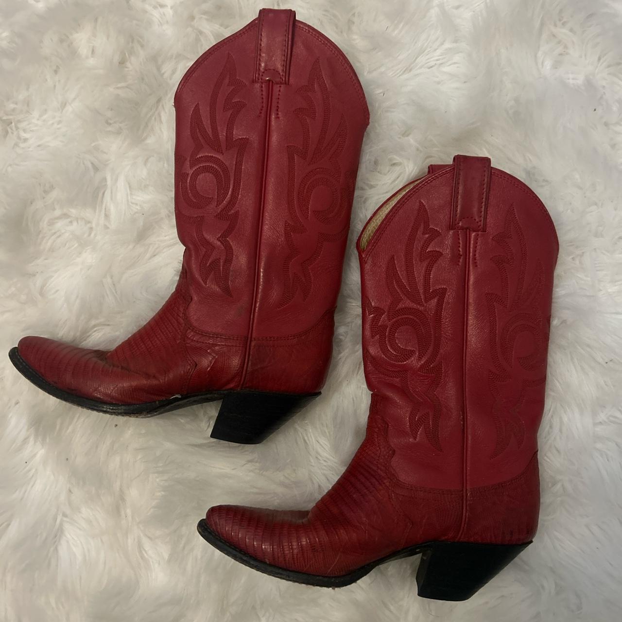 Justin red cowboy western boots. Size 5.5B but I... Depop