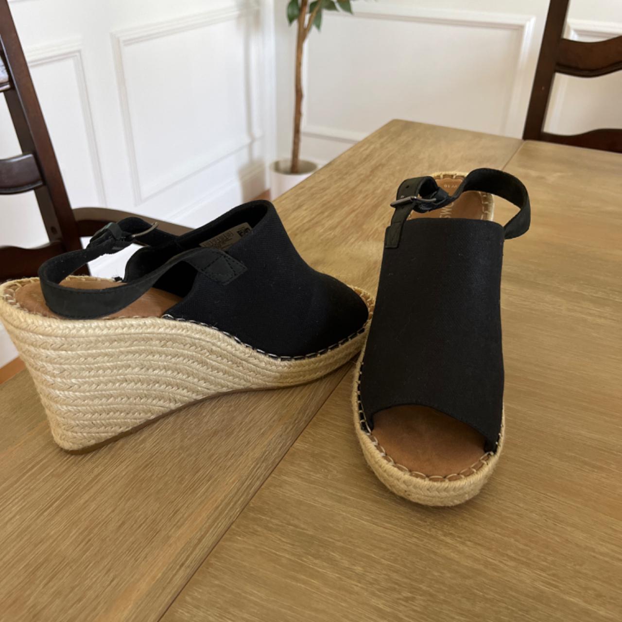 TOMS Women's Sandals Black US 10 – Black Canvas wedge sandals