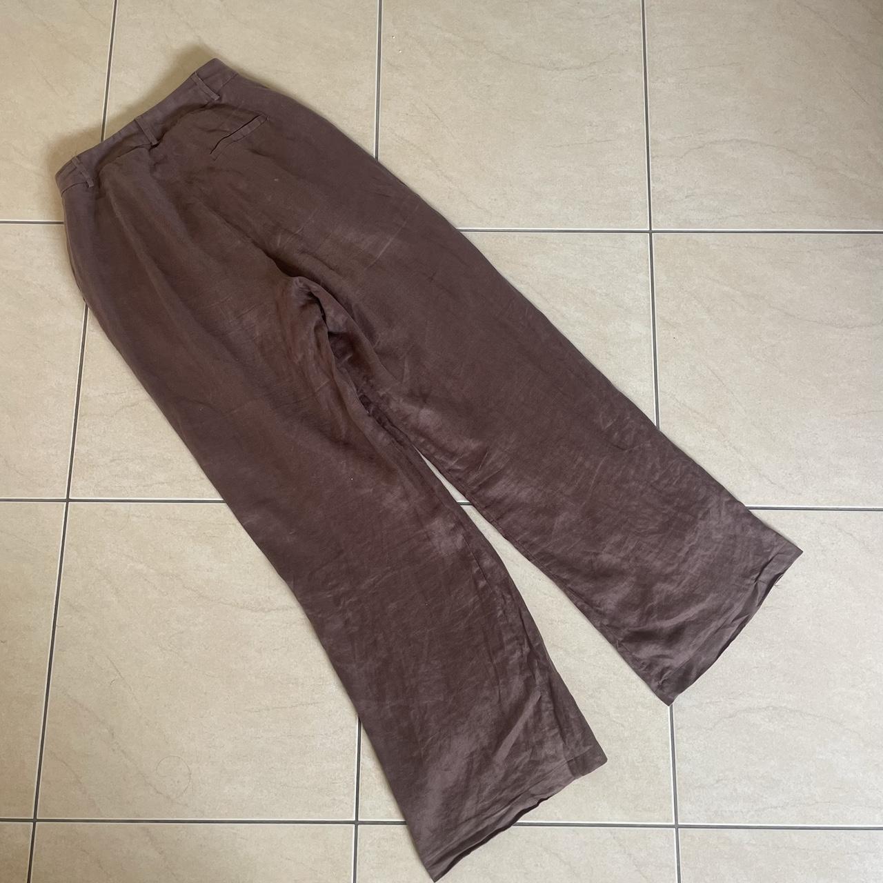 Dissh brown linen pants Size 6 Depop
