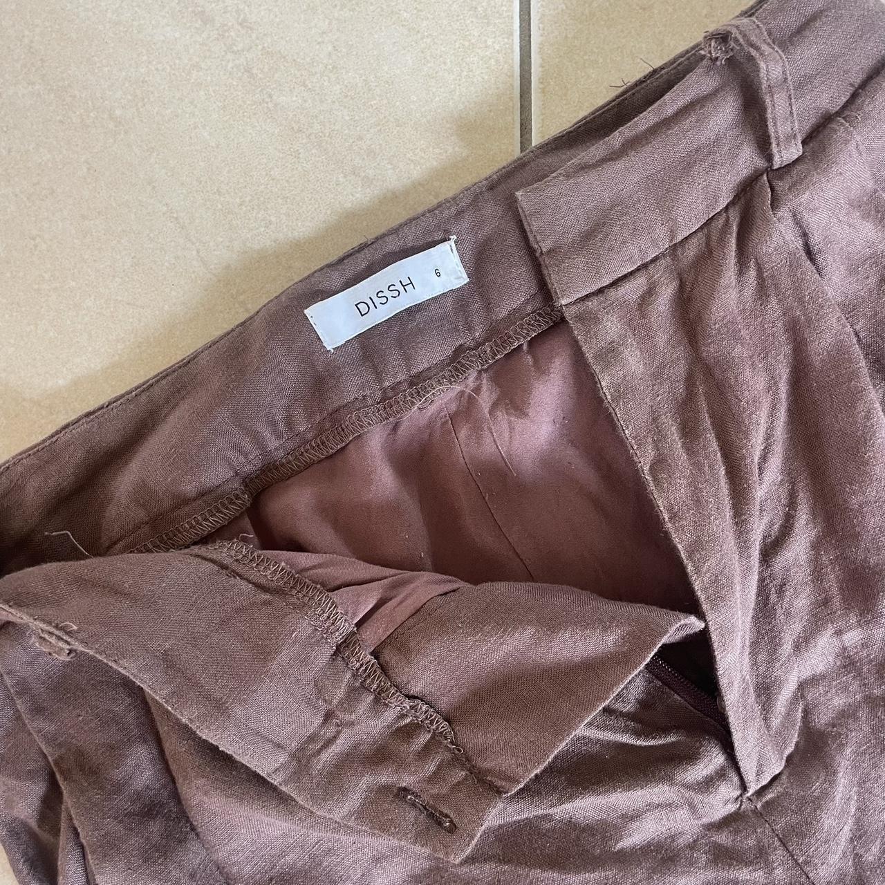Dissh brown linen pants Size 6 Depop