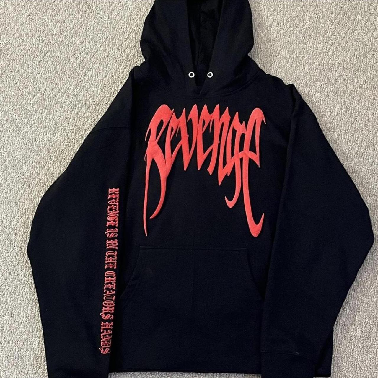 Revenge Men's Black and Red Hoodie | Depop