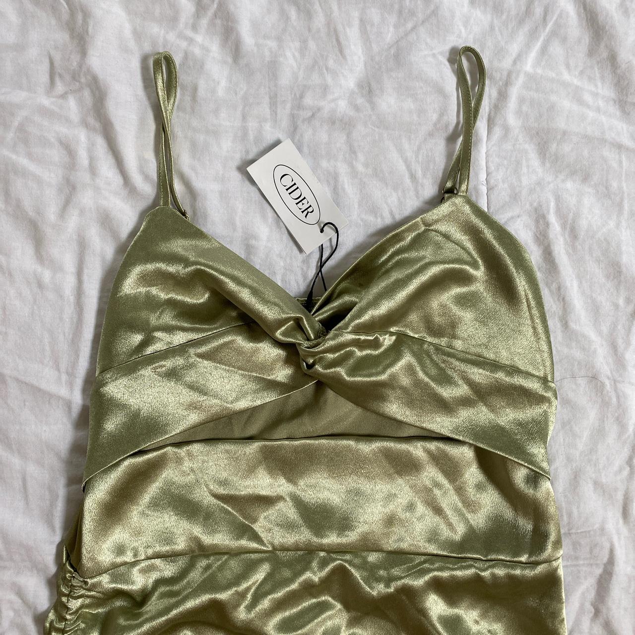 sage green satin Cider HOCO cutout dress l BRAND... Depop