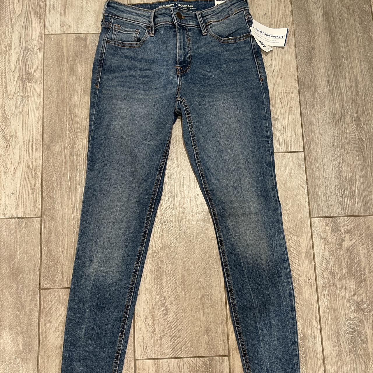 Old Navy Rocksar Mid-rise jeans. They are a blue... - Depop