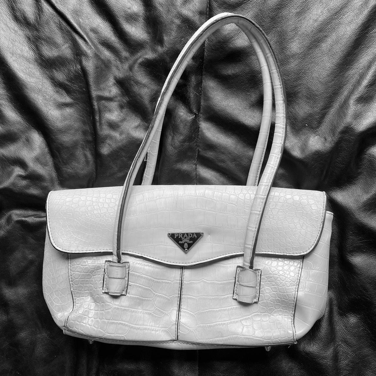 Prada Women's Pink and Black Bag Depop