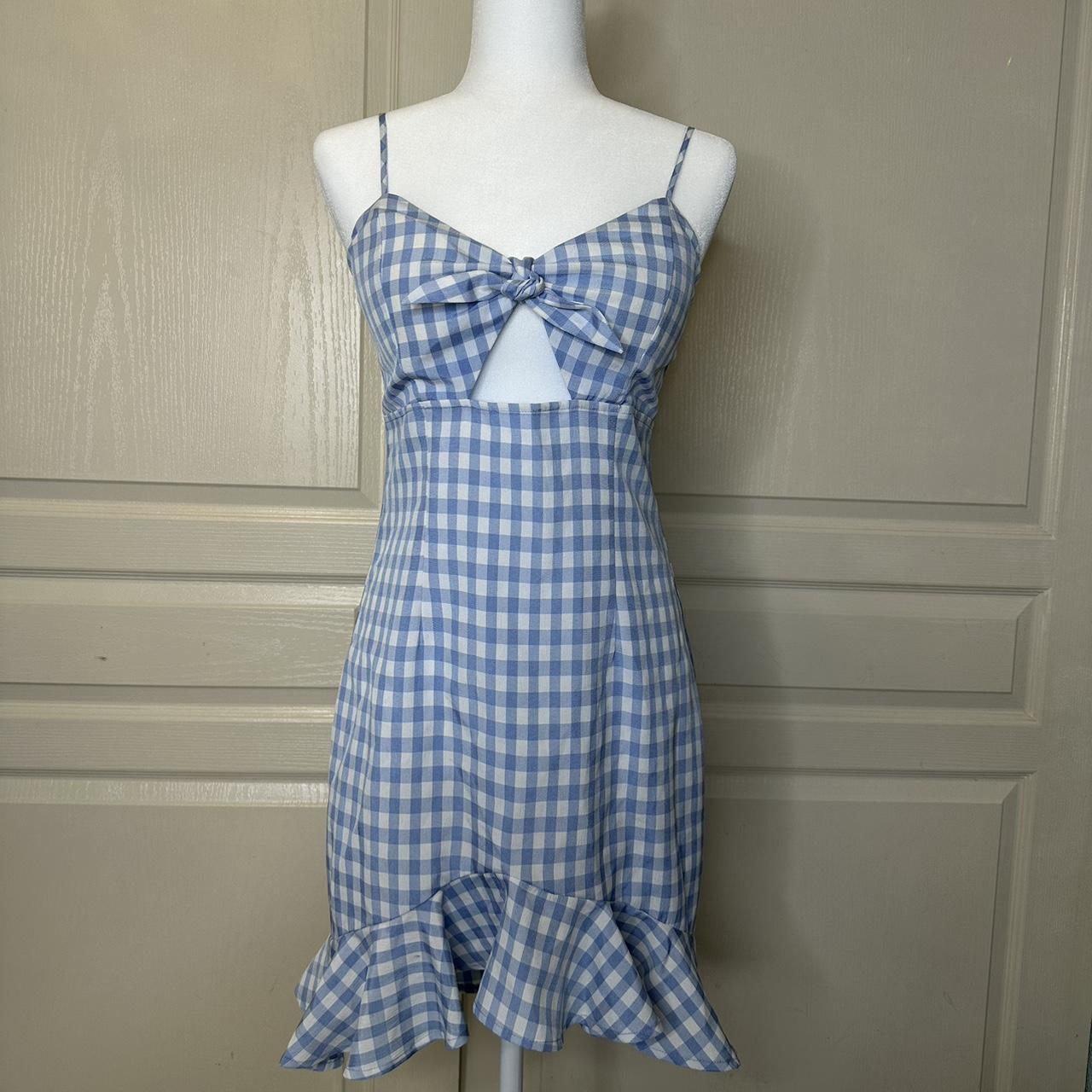 Super cute blue and white checkered dress. Perfect... - Depop