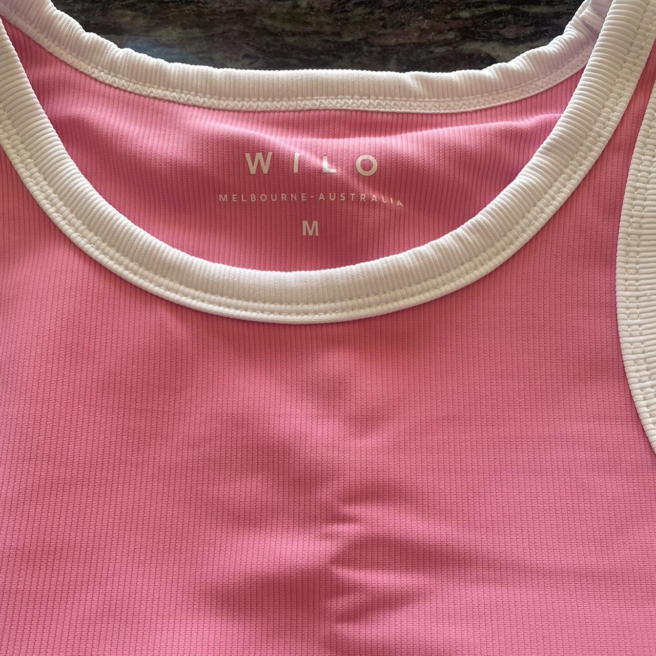 WILO Colorblock Sports Bra Navy/ Pink/White Size L - Depop