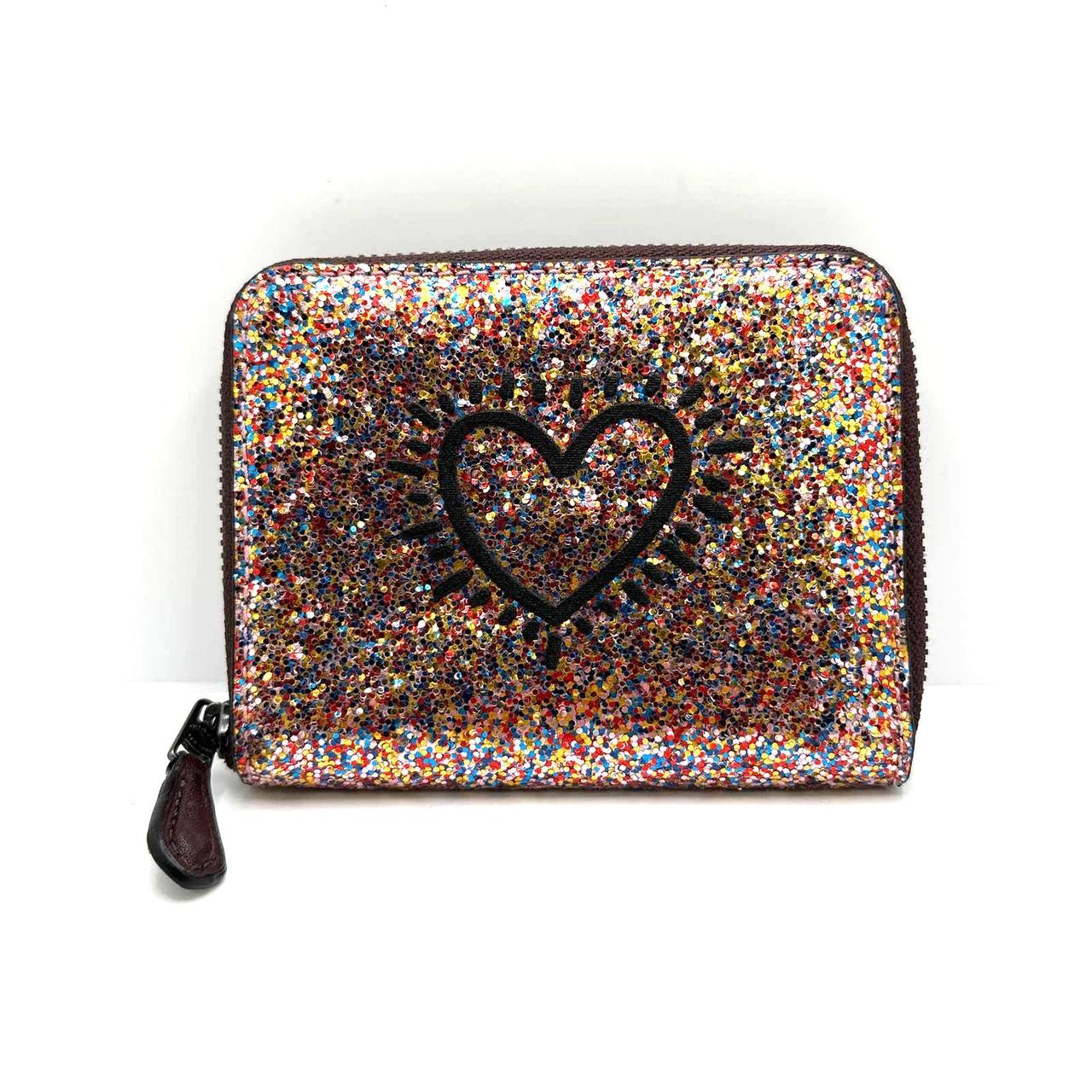 COACH x Keith Haring Leather Sequin Heart Coin Pouch