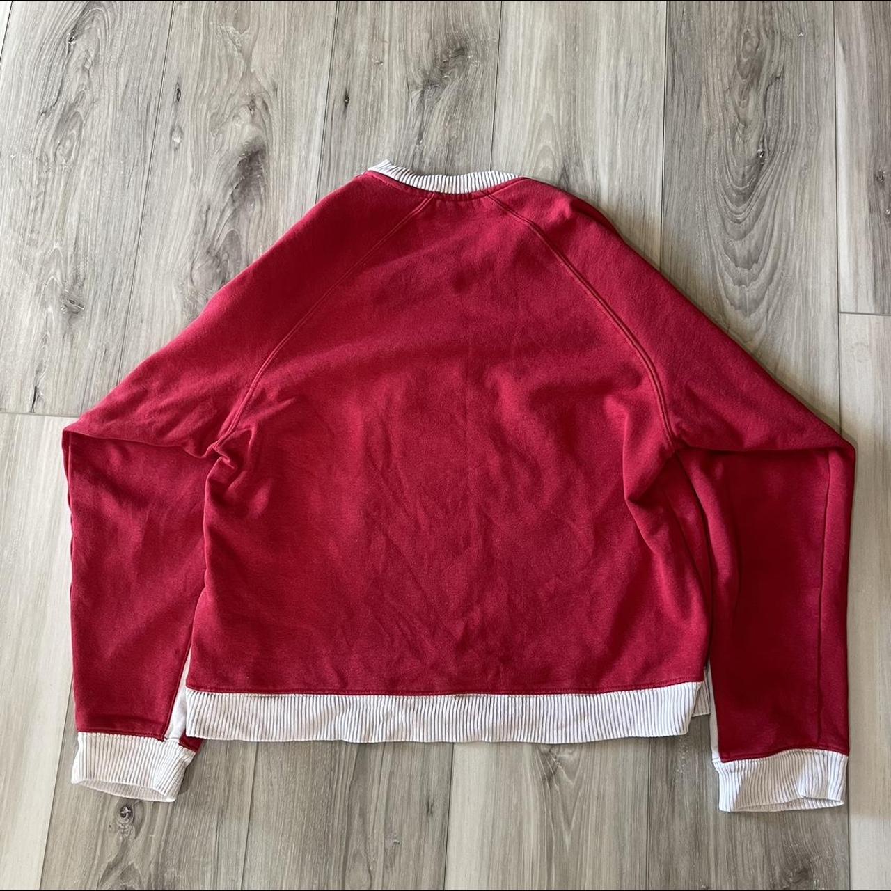 Nike Red and White Vintage Sweater Youth size M... - Depop