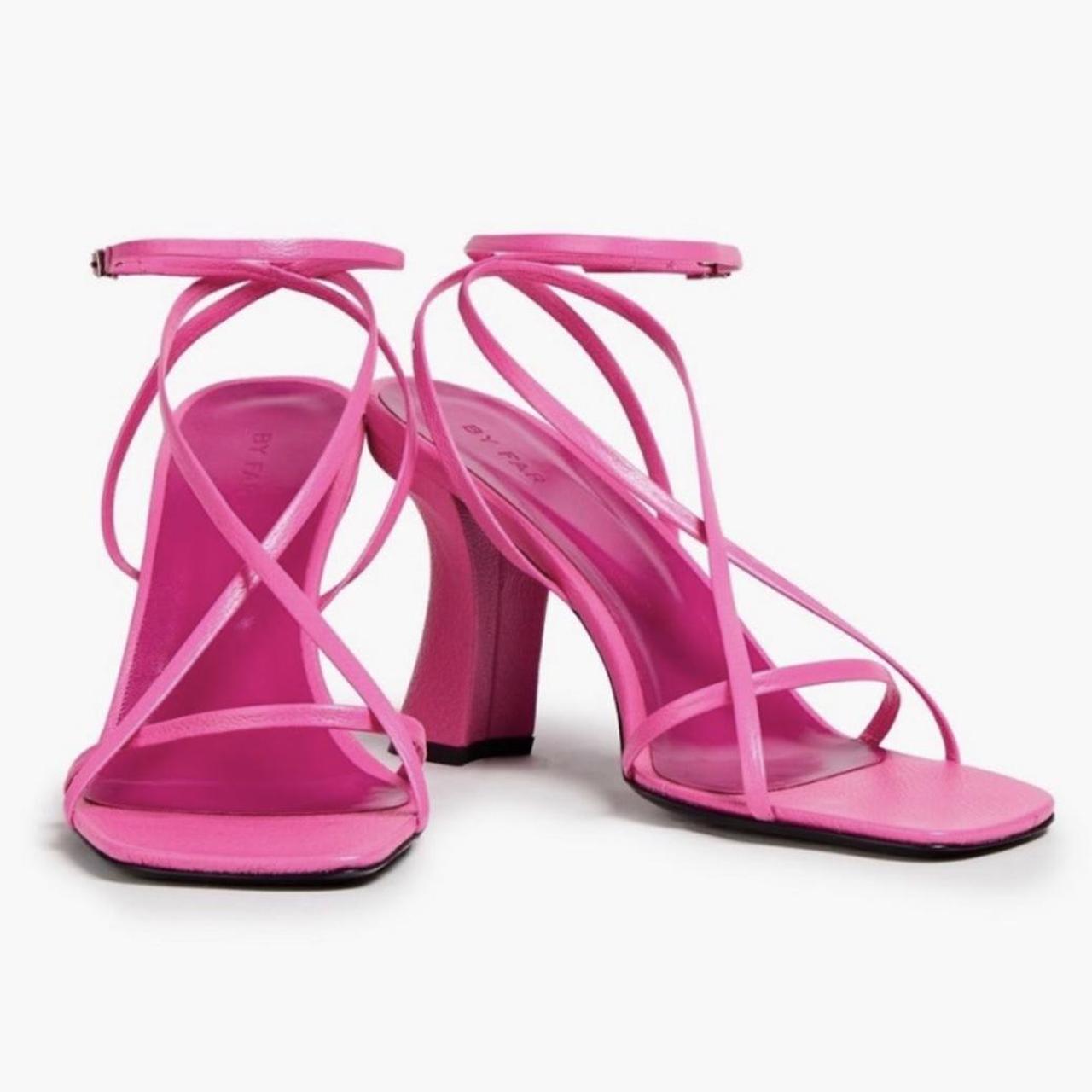 By far pink sandals Kersti textured leather sandals Depop