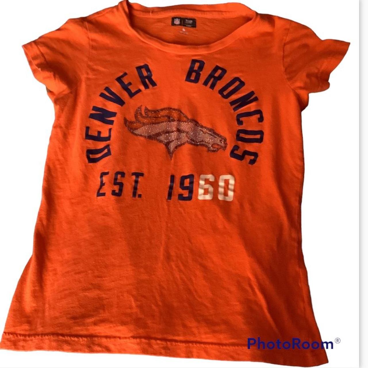 Orange PINK blinged Broncos shirt almost new barely - Depop