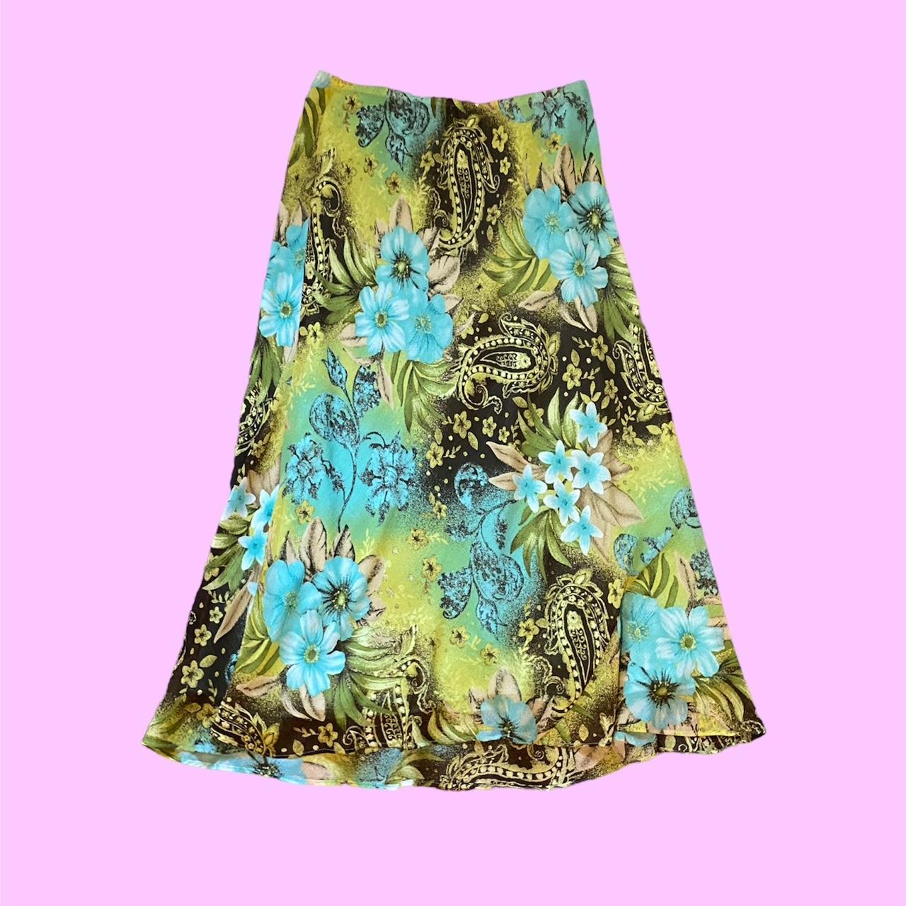 Lane Bryant Women's Green and Blue Skirt | Depop