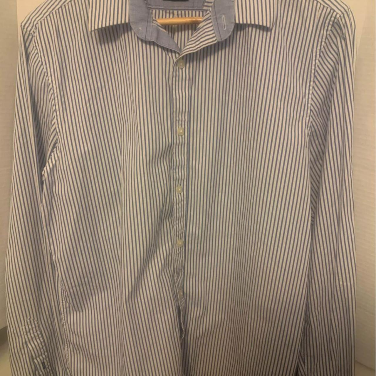 American Eagle Outfitters Men's White and Blue Shirt | Depop